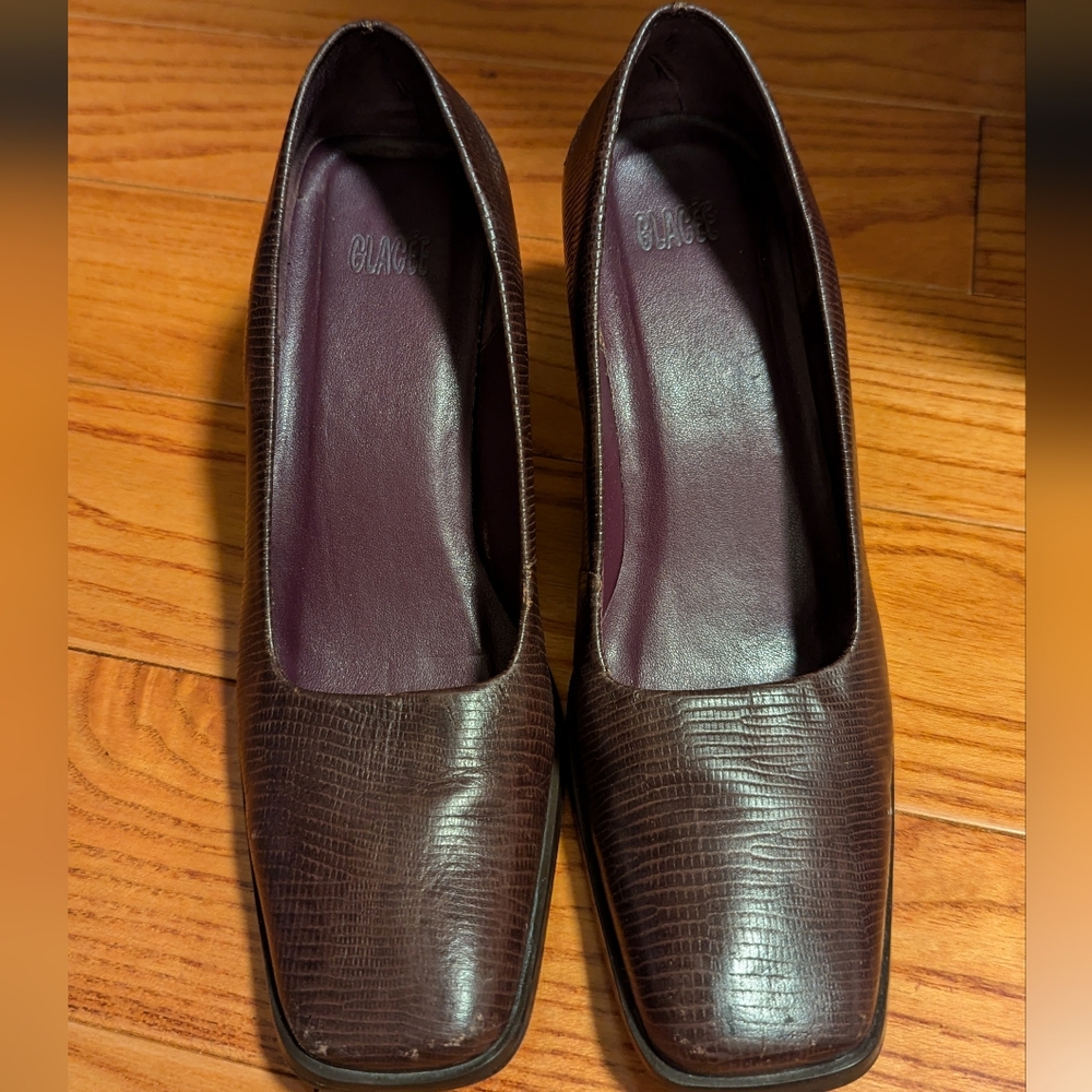 Chocolate brown leather heels